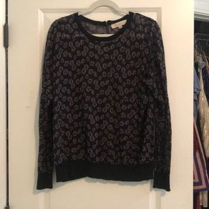 LOFT Black Patterned Long Sleeved Top
